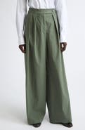 Dries Van Noten Pamplona Pleated Stretch Cotton Wide Leg Pants