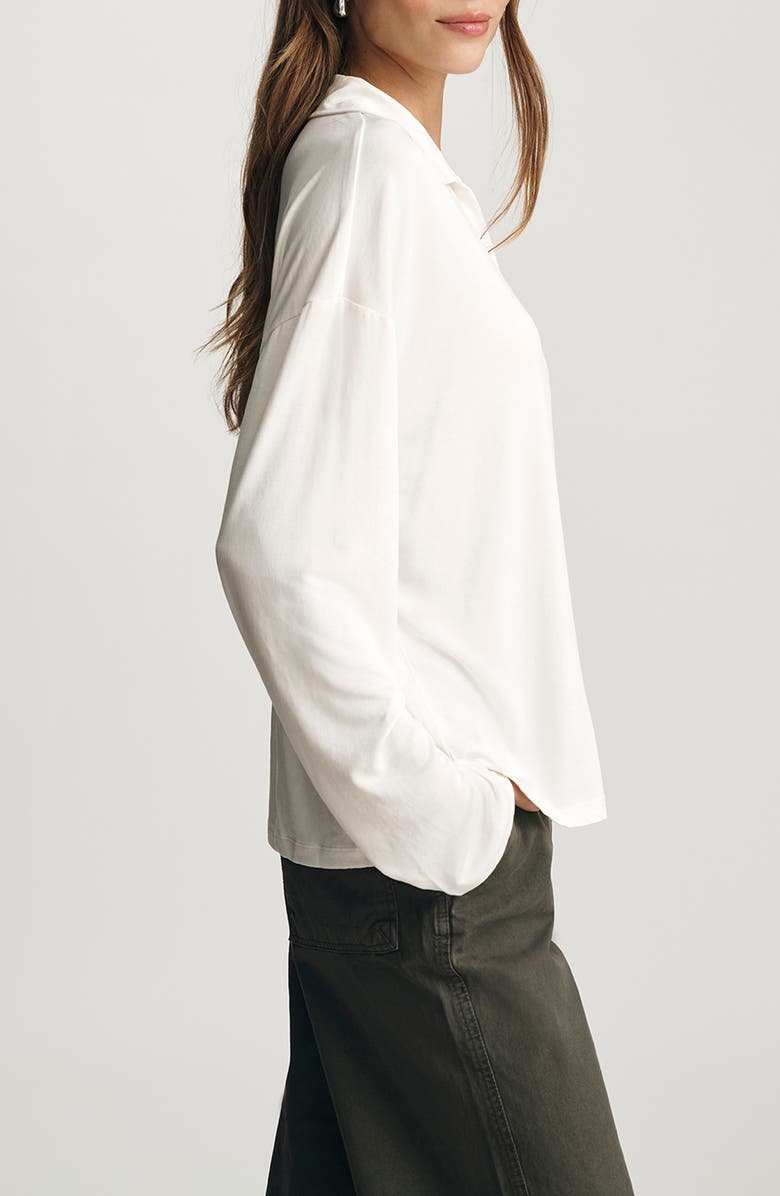 Mavi Jeans Luxe Touch Collar Long Sleeve T-Shirt, Alternate, color, Antique White