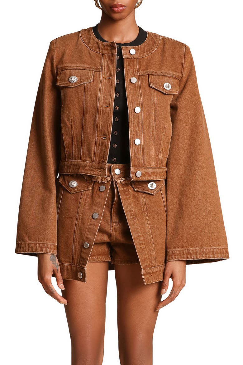 Cropped Trucker Jacket, Main, color, WASHED MAPLE