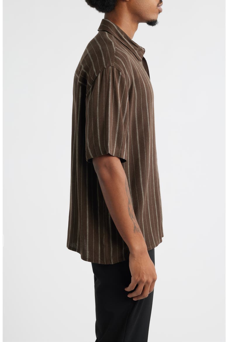 Stripe Short Sleeve Button-Up Shirt, Alternate, color, BROWN KIYOSHI STRIPE
