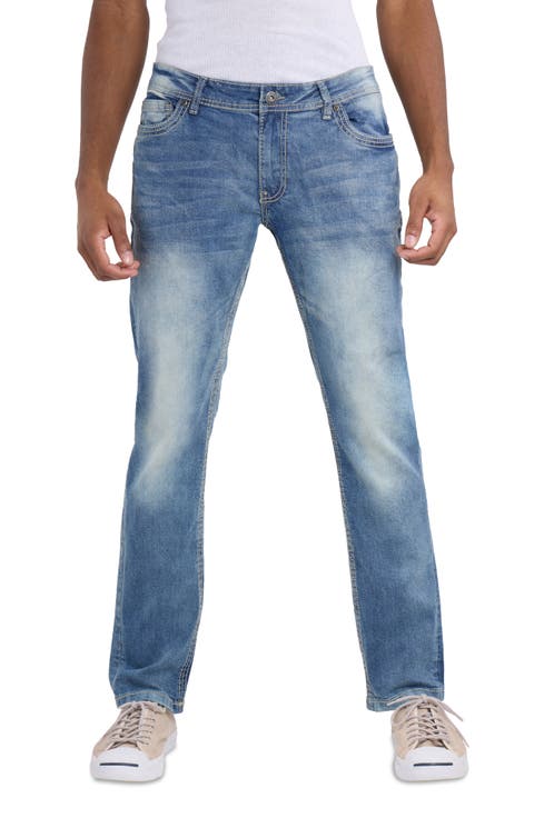 Saddle Stitch Stretch Straight Leg Jeans