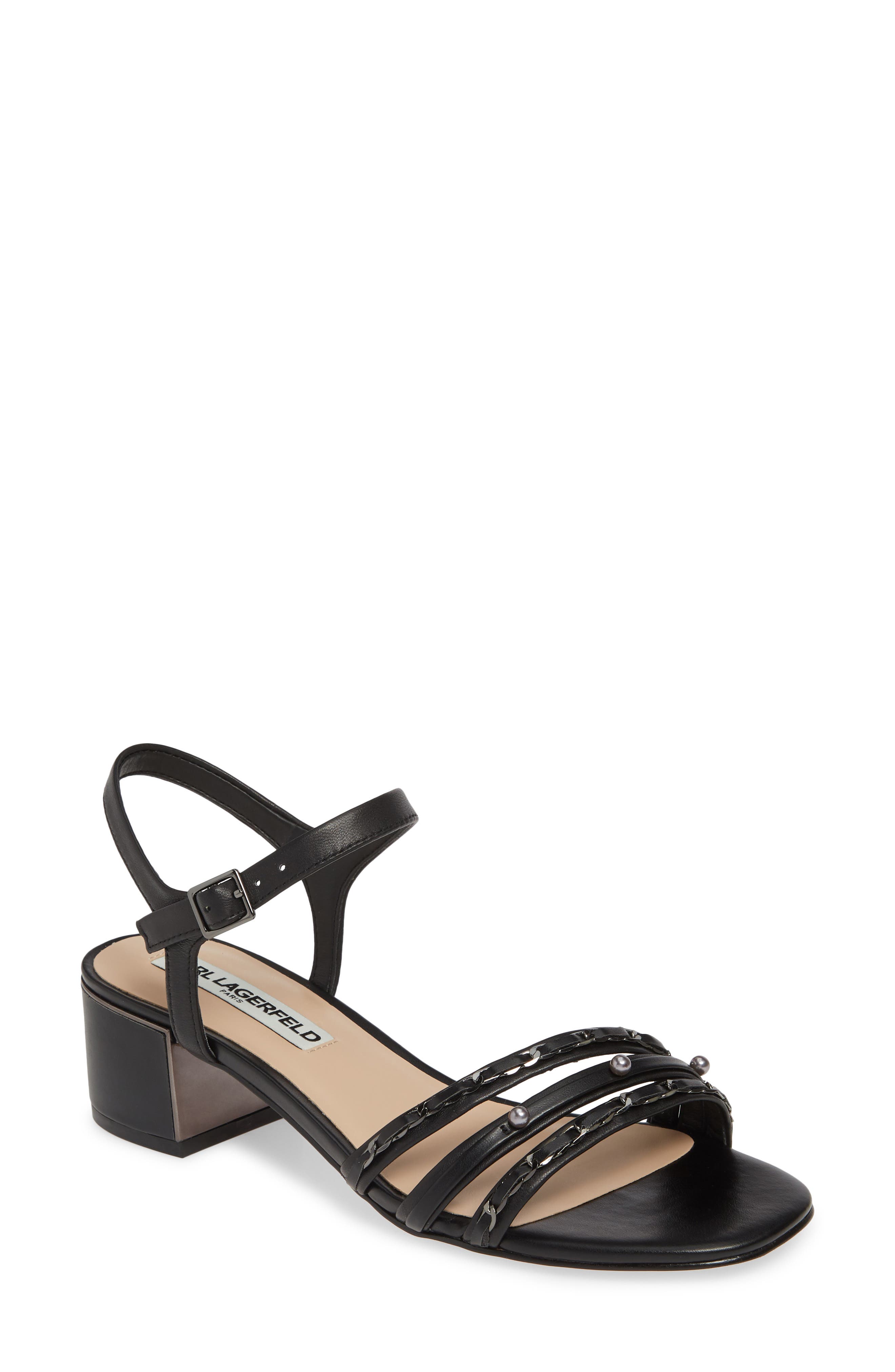 KARL LAGERFELD PARIS Tori Imitation Pearl Sandal, Main, color, 