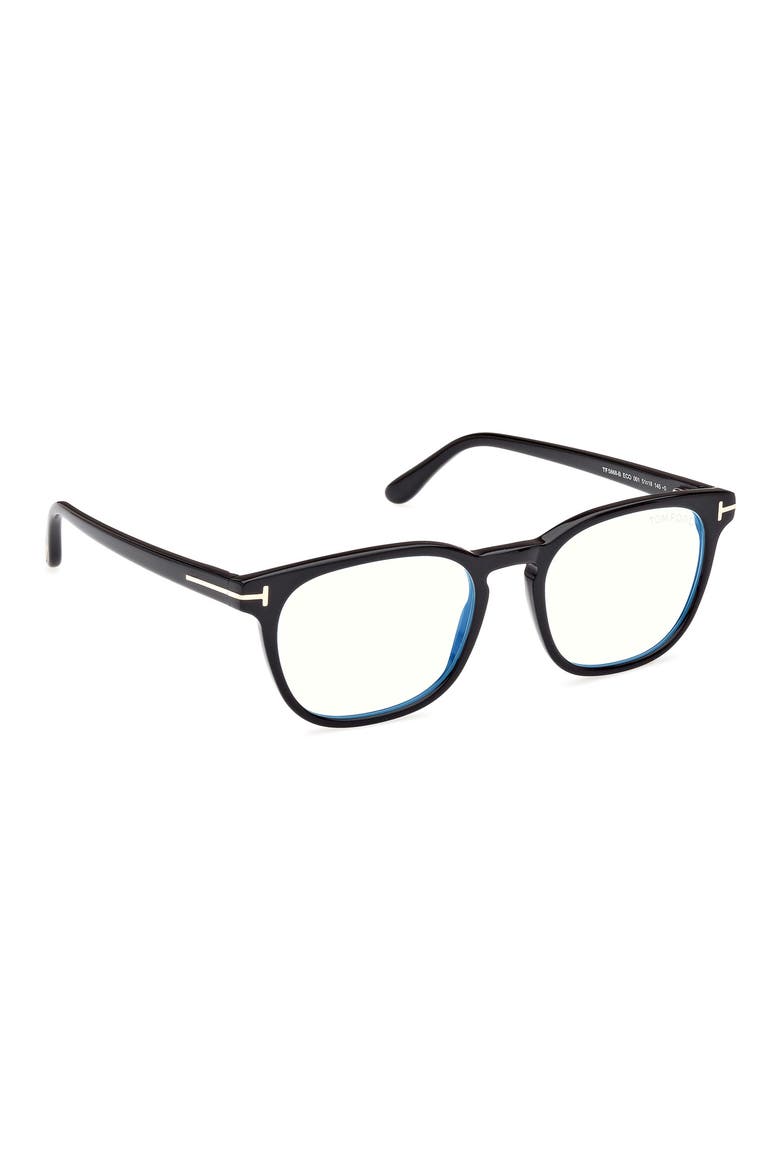 53mm Square Blue Light Blocking Glasses, Alternate, color, SHINY BLACK