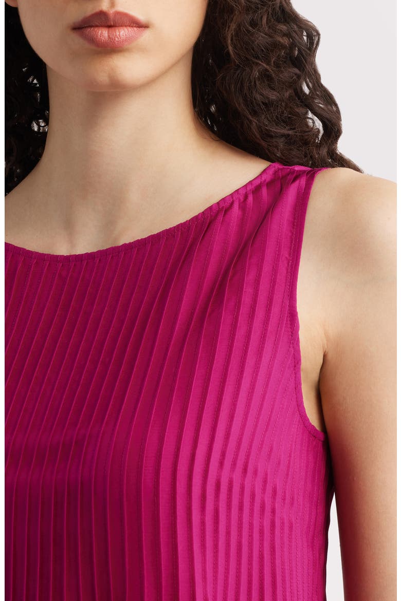 Pleated Silk Dress, Alternate, color, SANGRIA