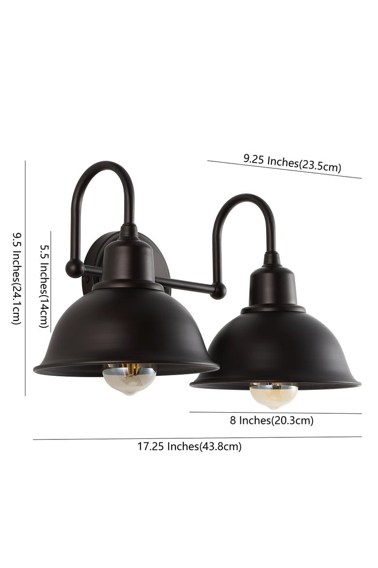 Frisco 2-Light Farmhouse Industrial Iron LED Vanity, Alternate, color, Oil Rubbed Bronze