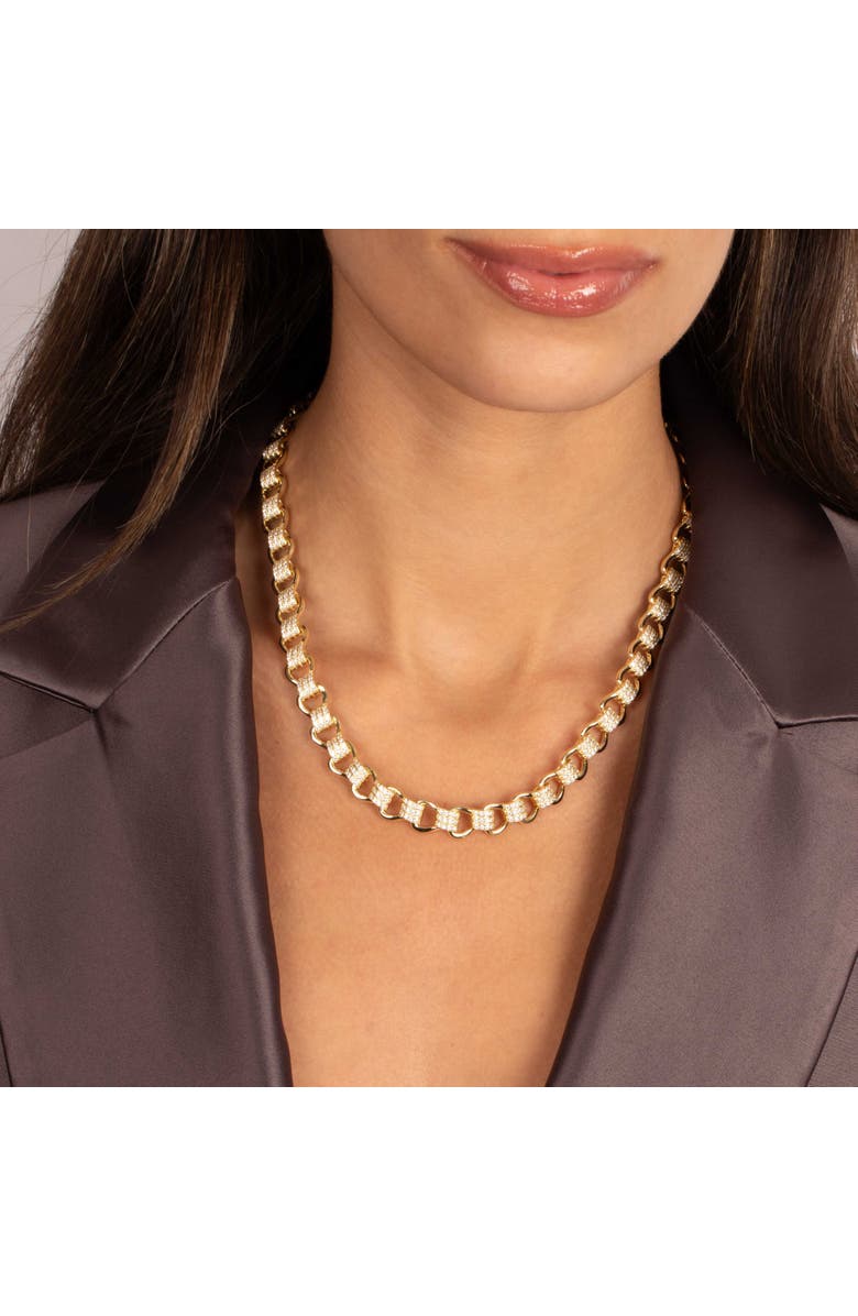 BY ADINA EDEN CZ Pave Link Tennis Necklace, Alternate, color, Gold