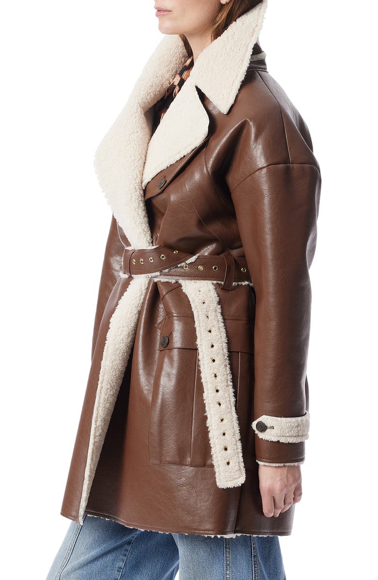 DO by Dee Ocleppo Irene Belted Faux Shearling Coat, Alternate, color, Brown-Cream