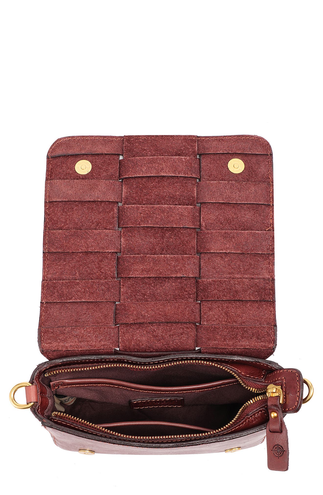 Lupi Woven Leather Crossbody Bag, Alternate, color, BROWN
