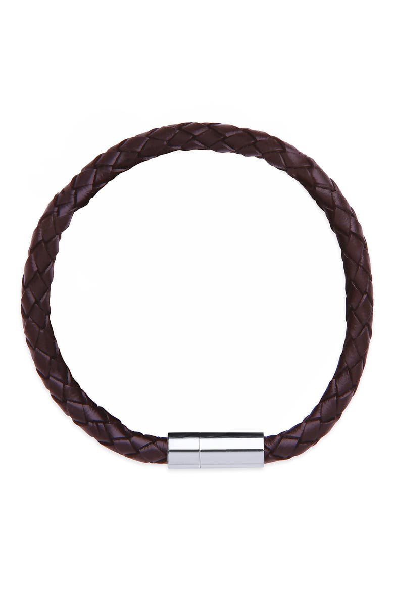 Men's Leather Wrap Bracelet, Main, color, DARK BROWN