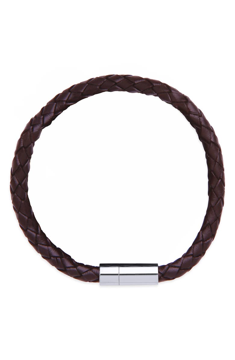 Estella Bartlett Men's Leather Wrap Bracelet, Main, color, Dark Brown