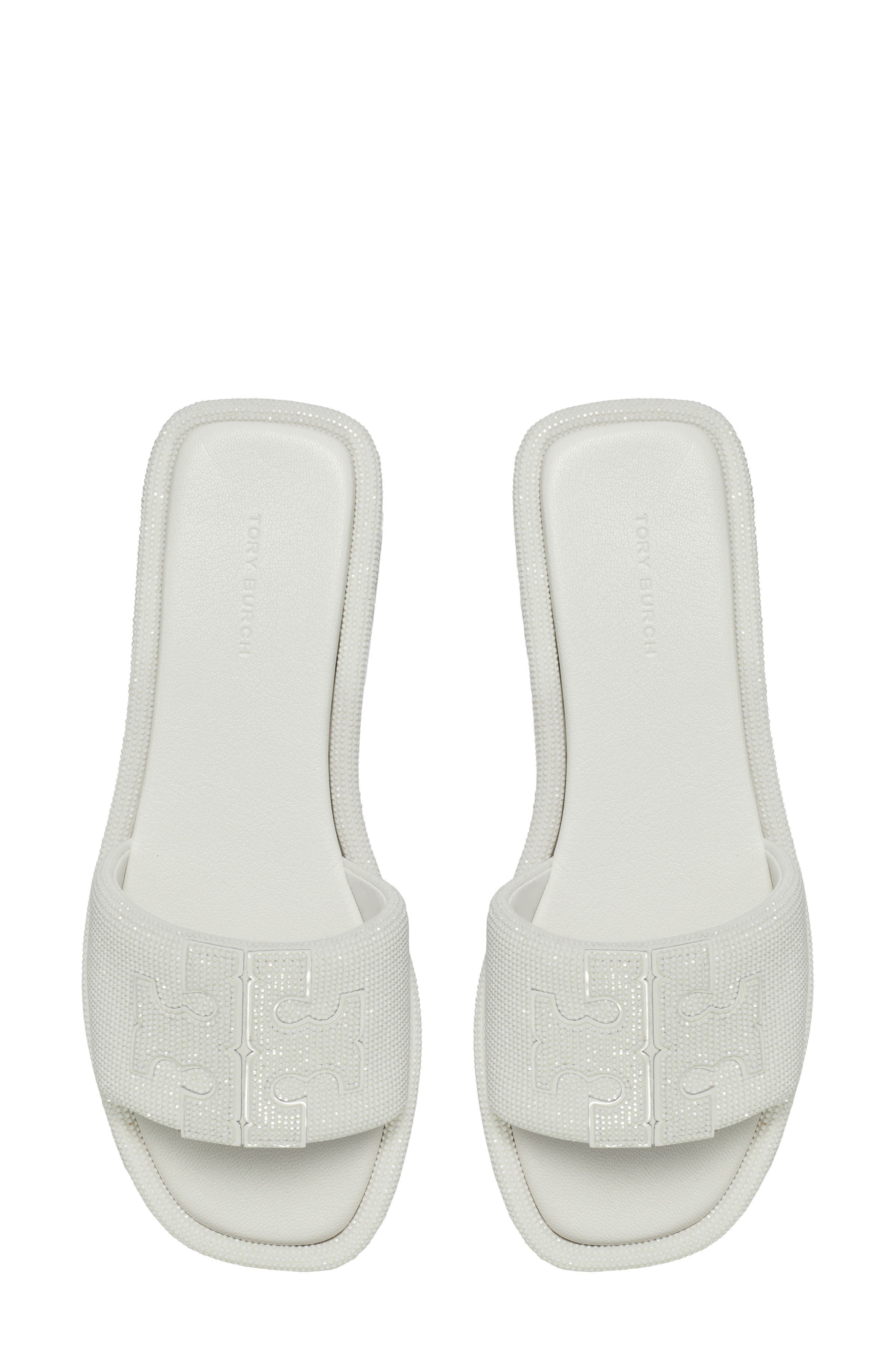 Double T Pavé Slide Sandal, Alternate, color, OPTIC WHITE / WHITE