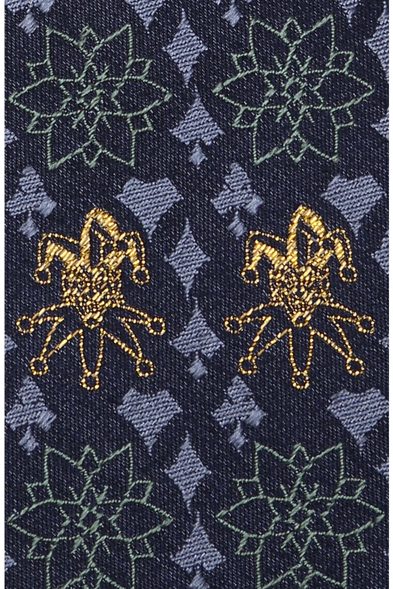 Joker Print Silk Tie, Alternate, color, BLUE