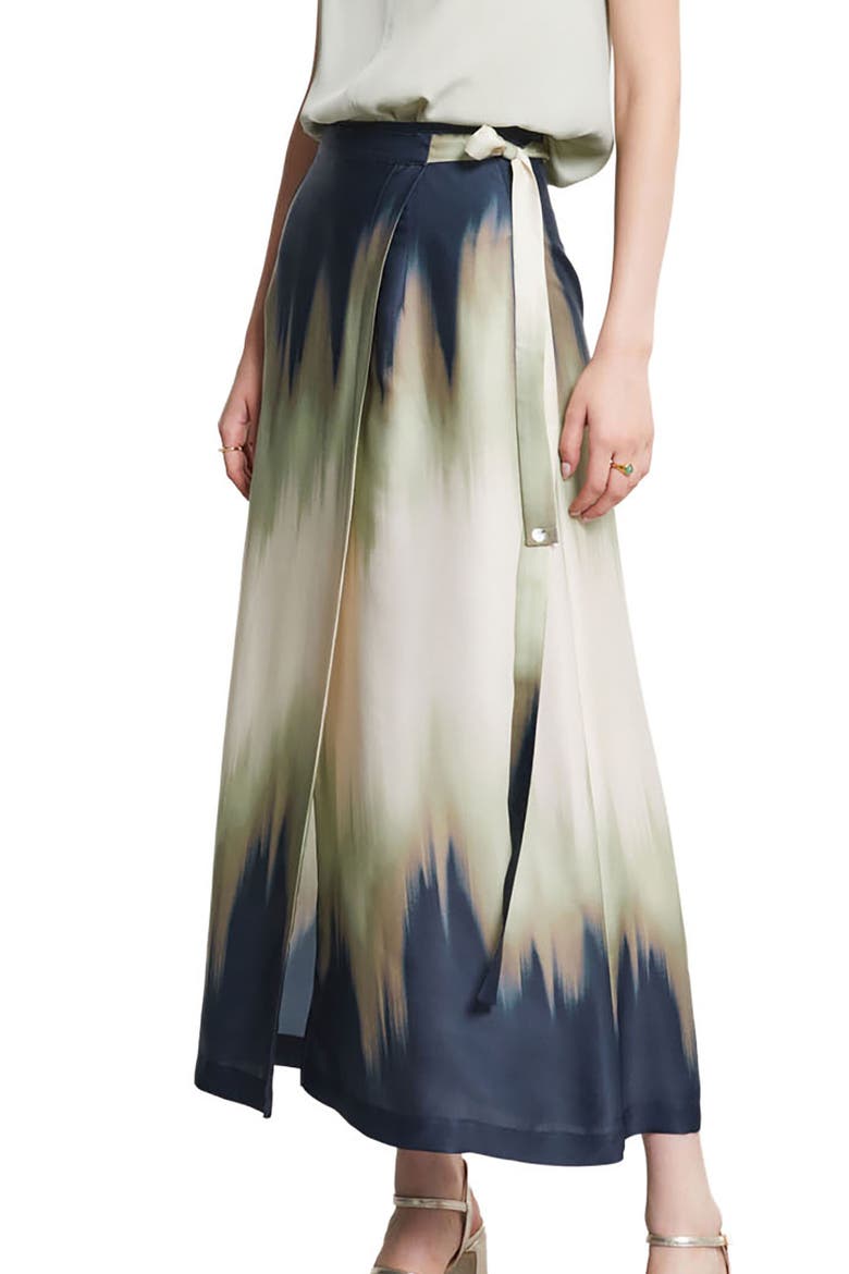 Printed Viscose Long Skirt, Main, color, Blue
