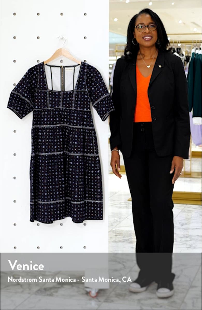 Devi Floral Tiered Denim Babydoll Dress, sales video thumbnail