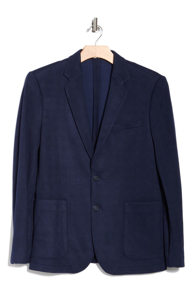 Shadow Plaid Knit Sport Coat, Alternate, color, NAVY SHADOW PLAID