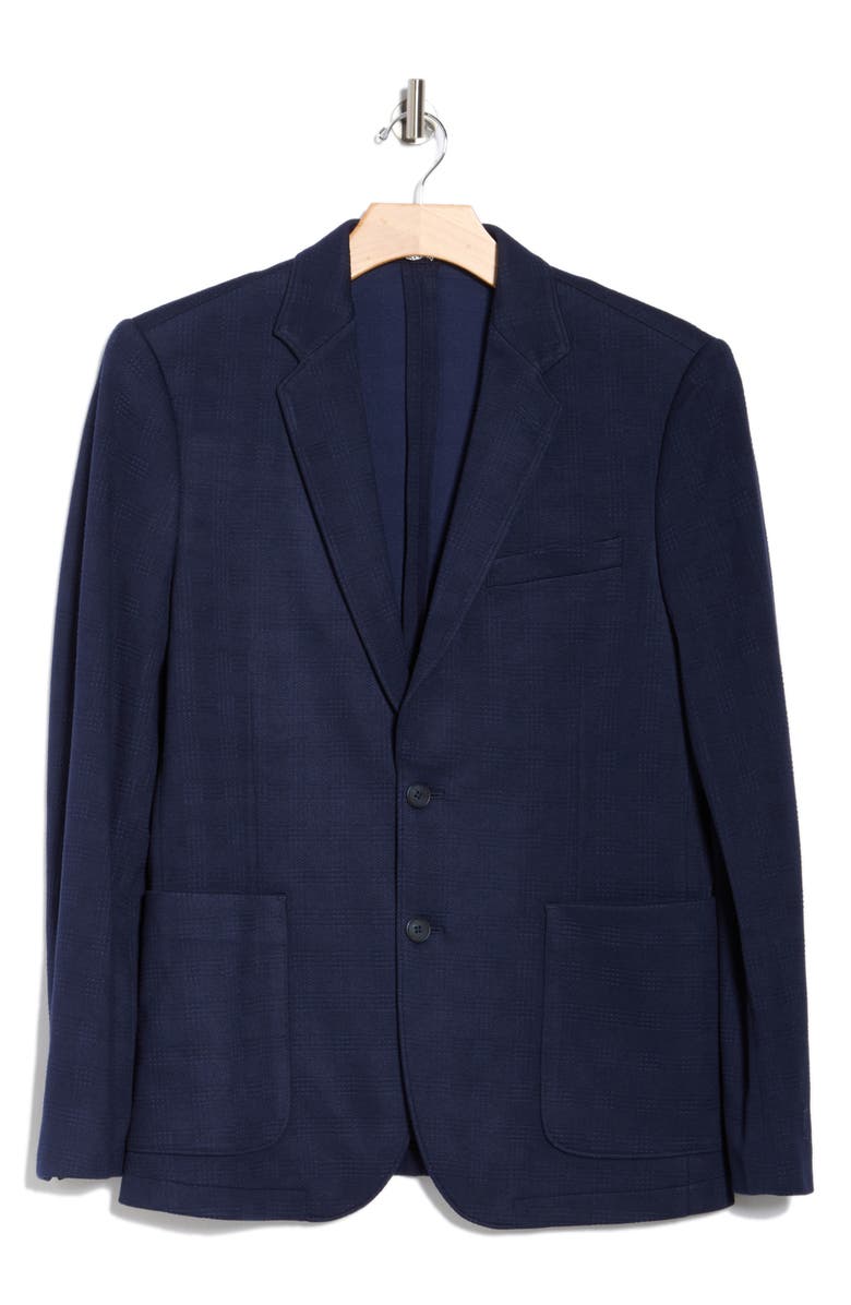 NORDSTROM RACK Shadow Plaid Knit Sport Coat, Alternate, color, Navy Shadow Plaid