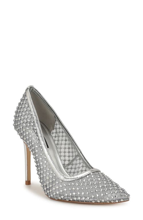 Shop Nine West Freshe Crystal Embellished Pump In Silver