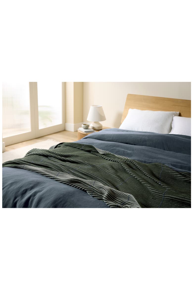 Two-Tone Organic Cotton Ribbed Throw Blanket, Alternate, color, MOSS AND EVERGREEN