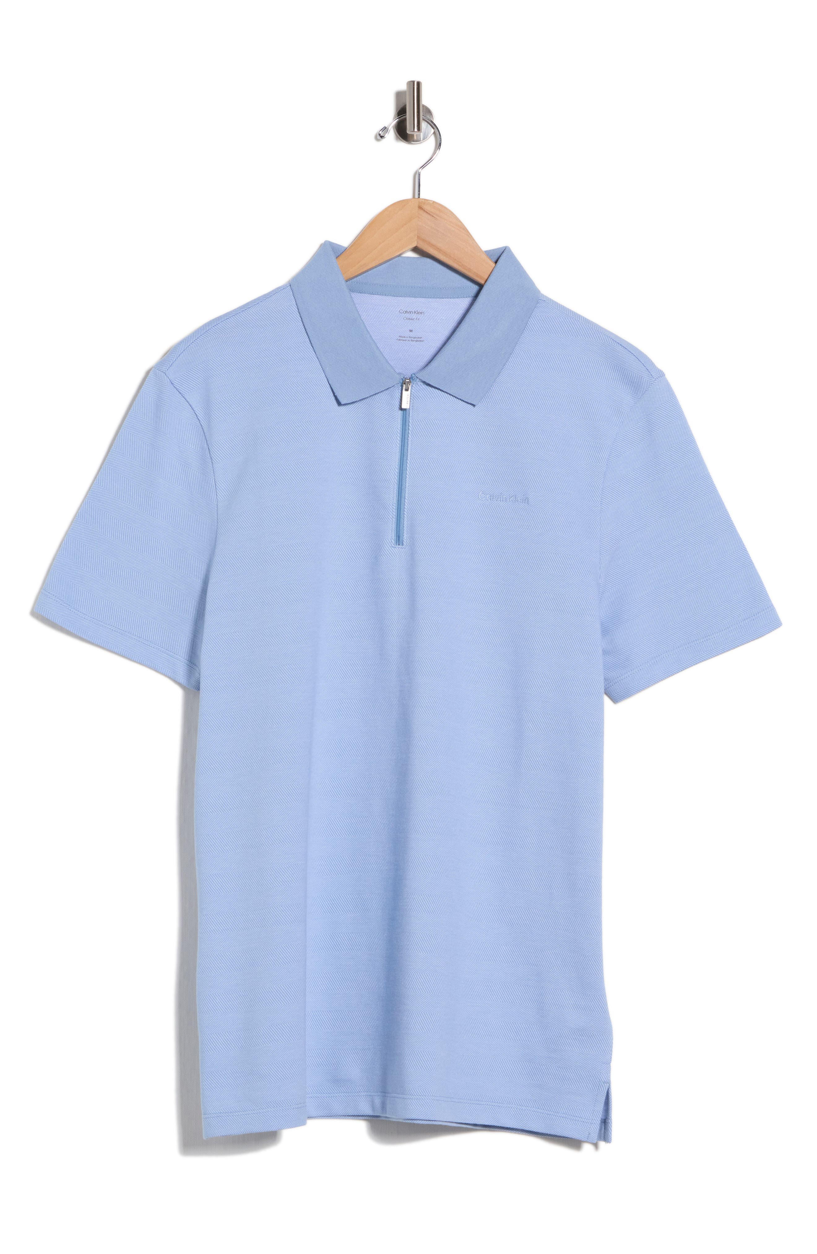 Iconic Herringbone Cotton Zip Polo