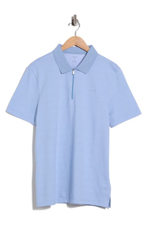 Iconic Herringbone Cotton Zip Polo
