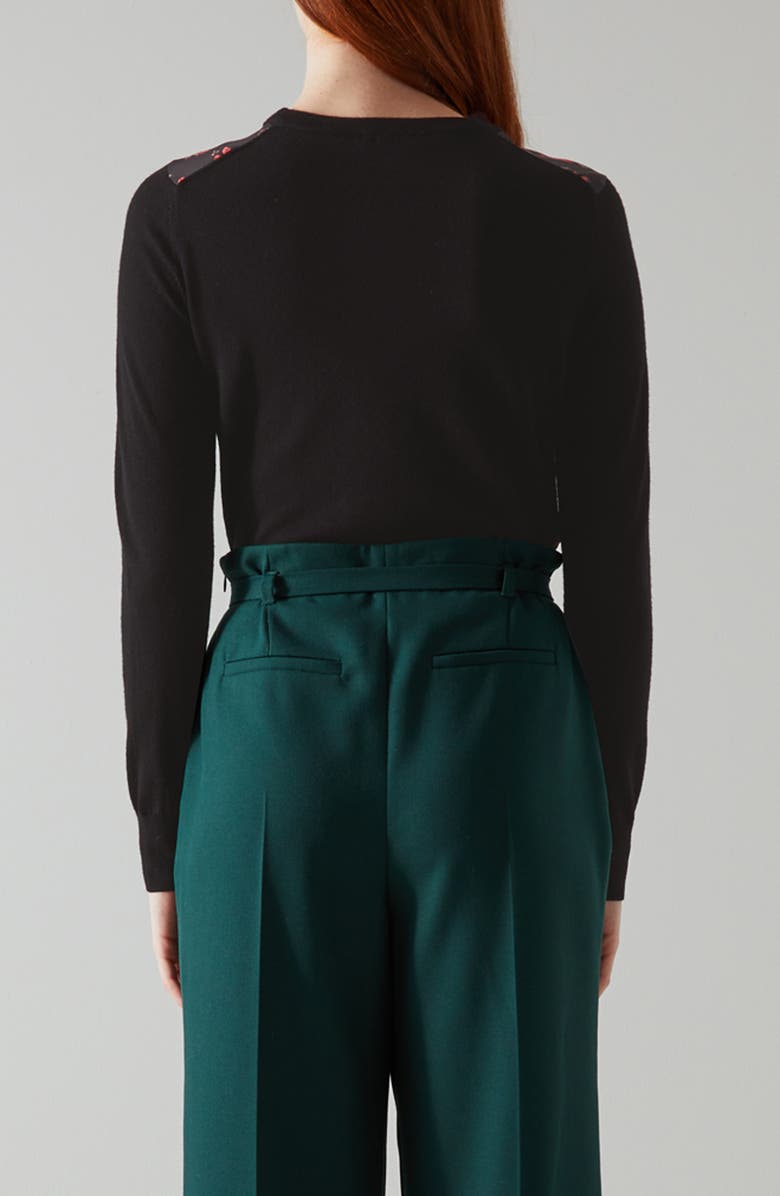 LK Bennett Cyrus Long Sleeve Merino Wool Sweater, Alternate, color, Black