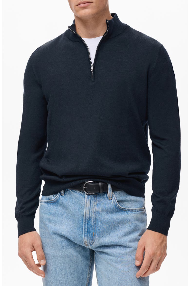Perkins Wool Quarter Zip Sweater, Main, color, NAVY