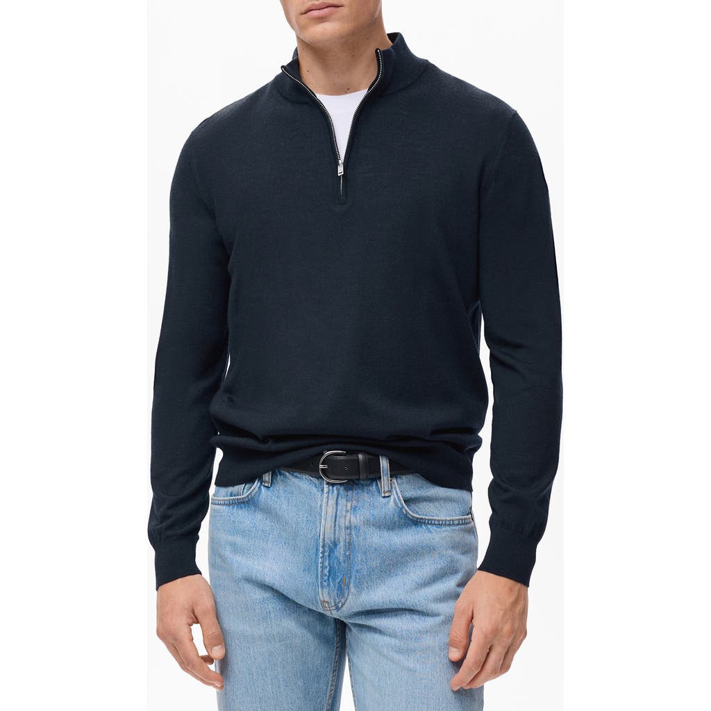 Mango Perkins Wool Quarter Zip Sweater In Blue