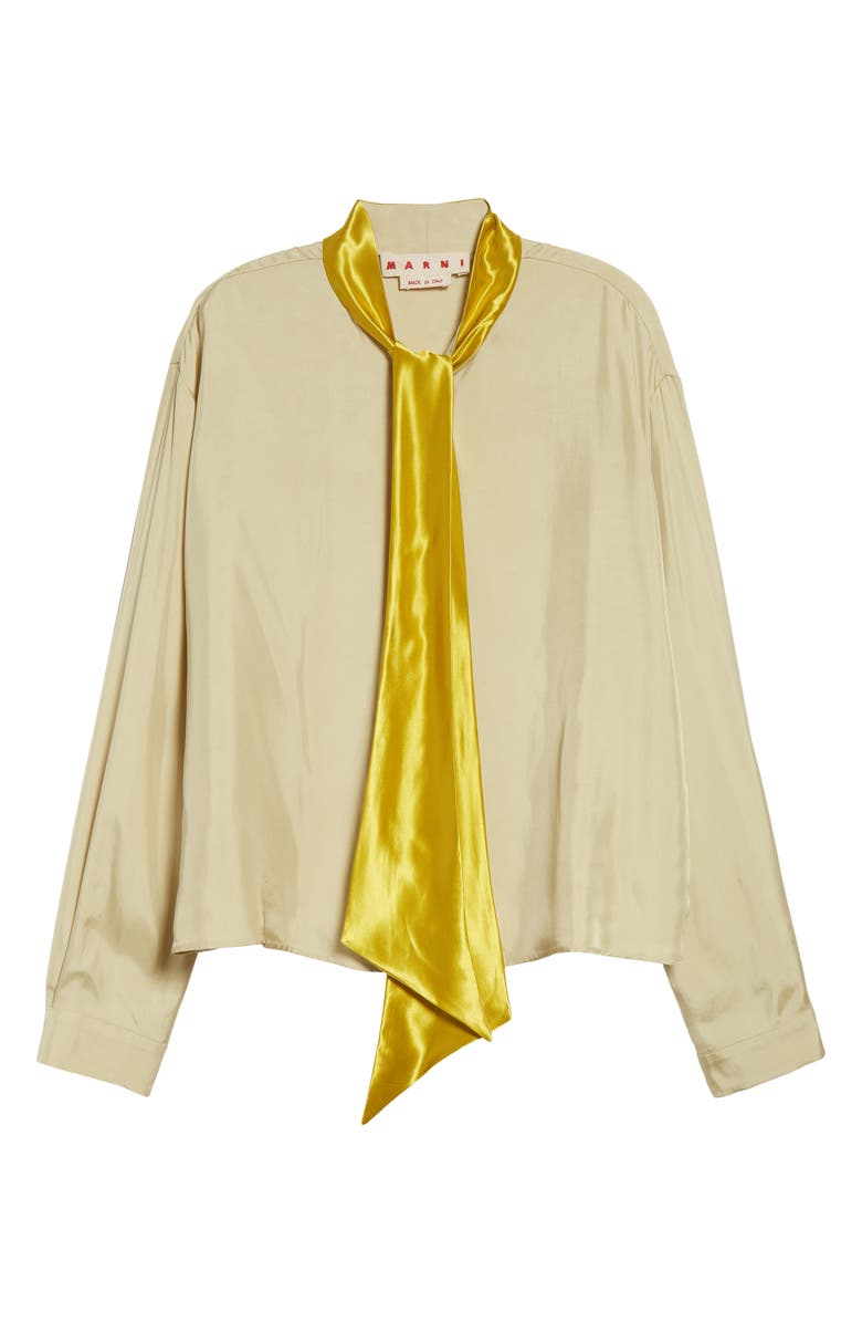 Marni Boxy Fit Button-Up with Scarf, Alternate, color, Pearl