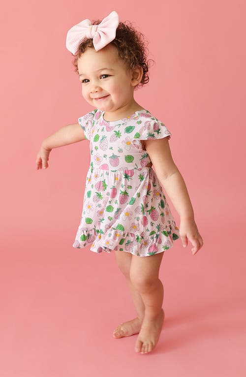 Posh Peanut Kyra Strawberry Print Cutout Skirted Bodysuit In Pink