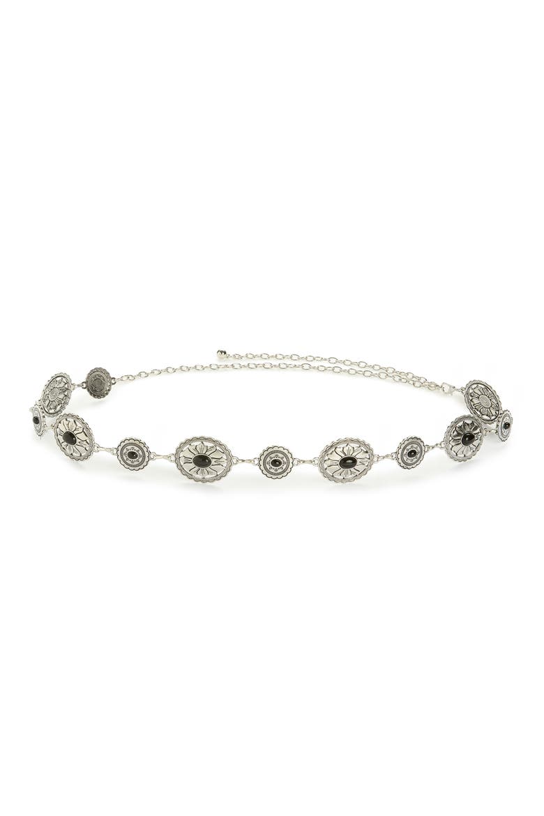 Metal Stone Belt, Main, color, SILVER- BLACK