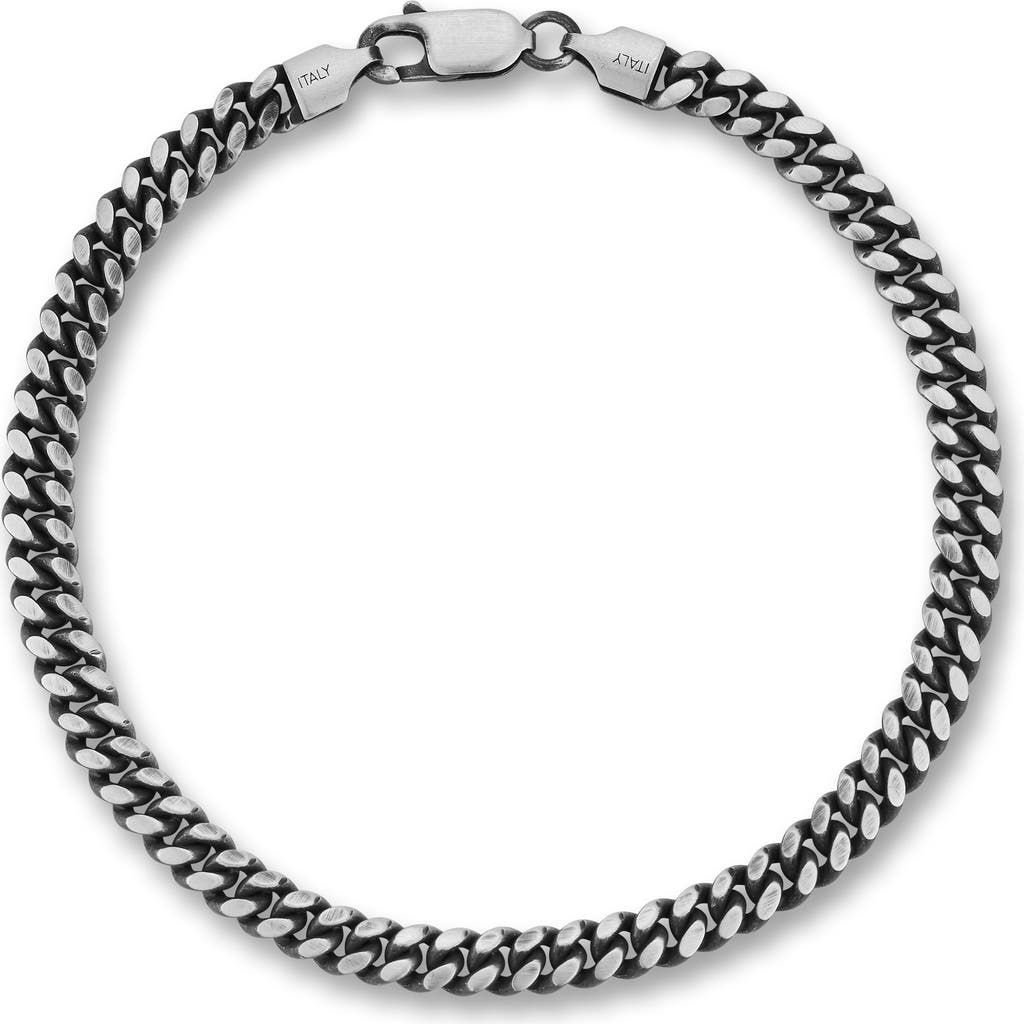 Yield Of Men Oxidized Sterling Silver Curb Chain Bracelet In Metallic