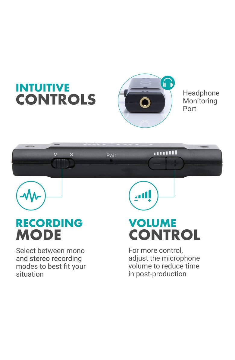 MOVO EDGE-DI-DUO Dual Wireless Lavalier Microphone System for iPhone & iPad, Alternate, color, Black