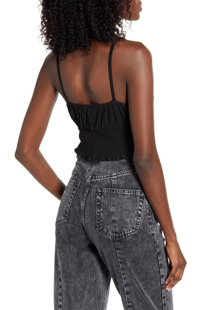 Topshop Smocked Mesh Crop Tank Top, Alternate, color,