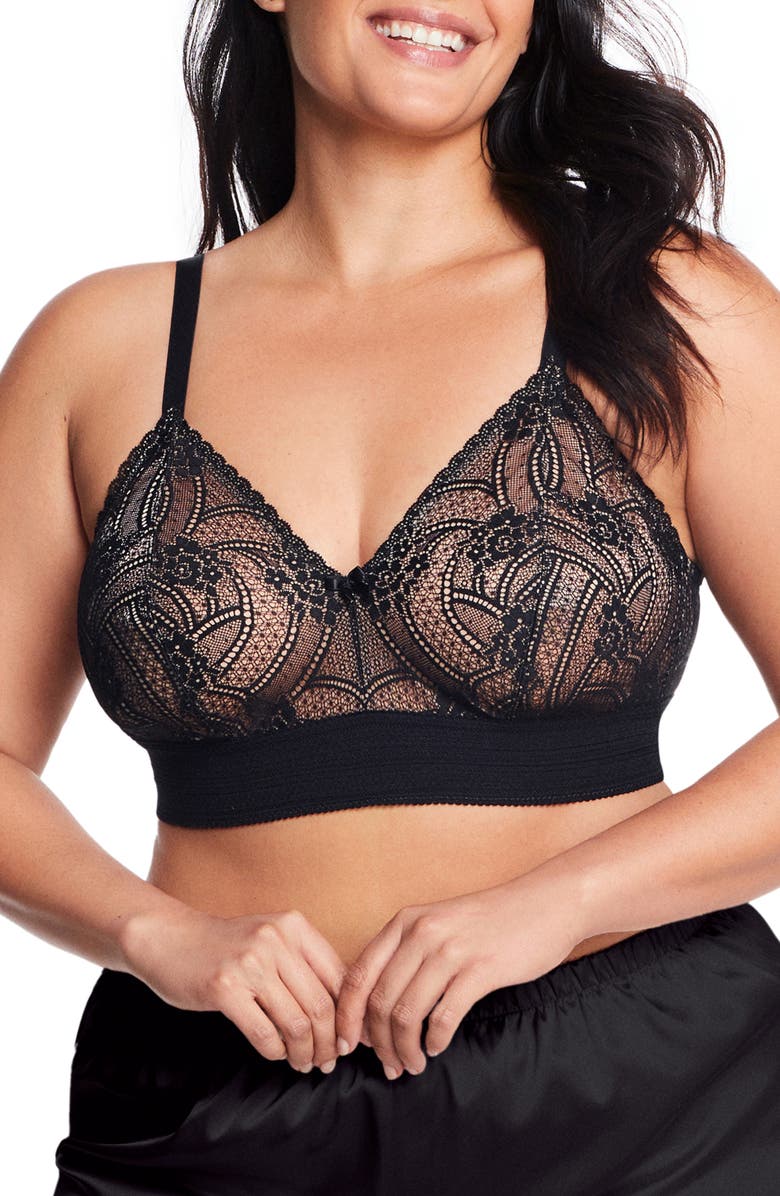 Glamorise Bramour Gramercy Luxe Lace Bralette, Main, color, Black