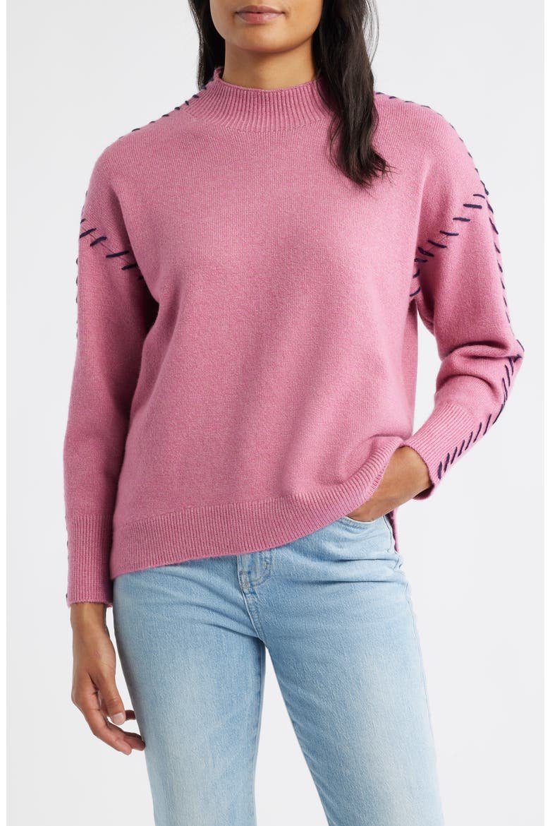 Lutetia Relaxed Whipstich Sweater, Main, color, ROSE