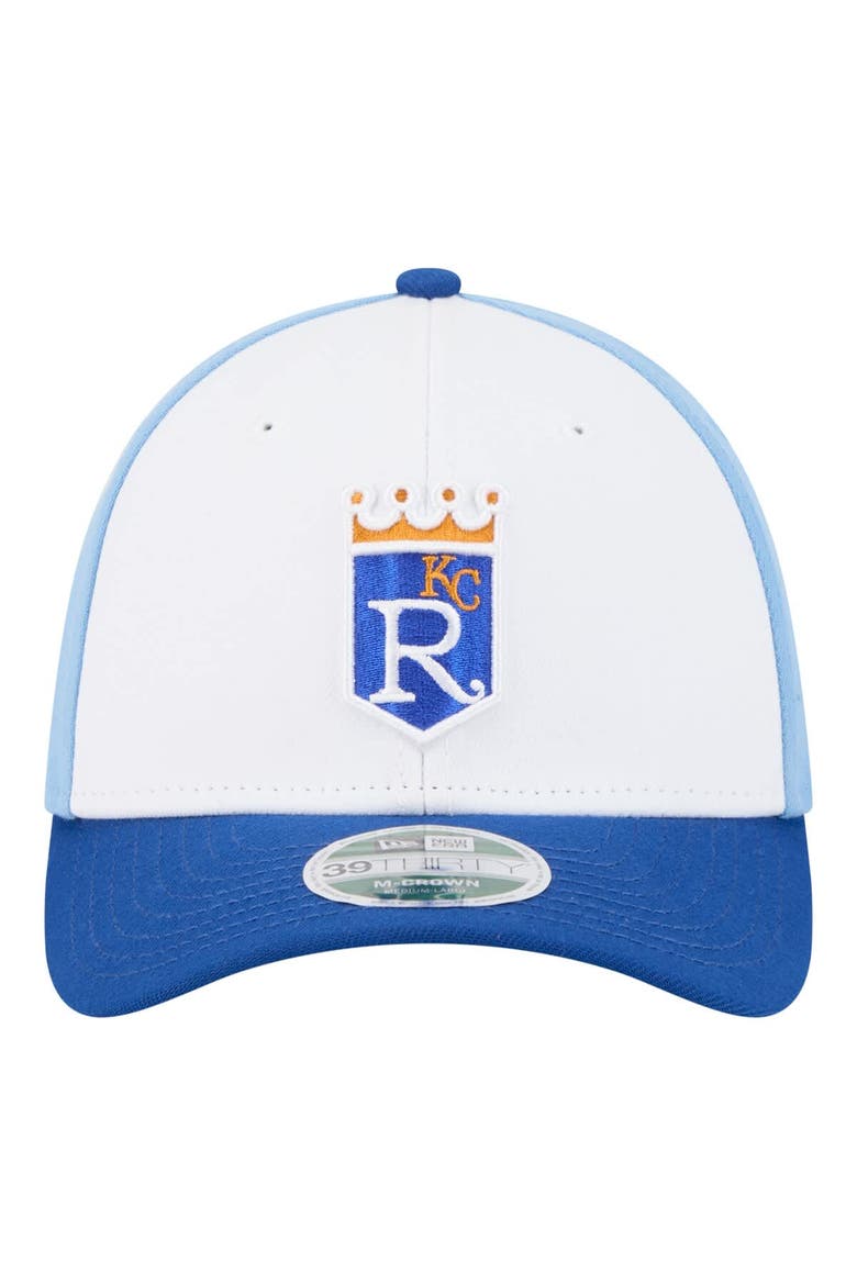 Men's New Era  White/Royal Kansas City Royals Player Replica 39THIRTY M-Crown Flex Hat, Alternate, color, White