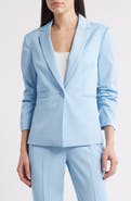 Tahari ASL Pinstripe Ruched Sleeve Blazer
