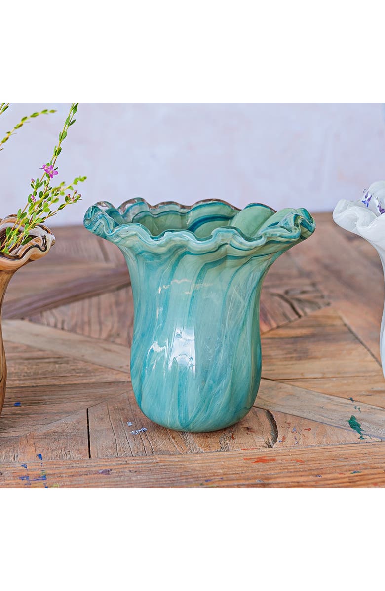 VIETRI Onda Green Glass Small Tulip Vase, Alternate, color, Green