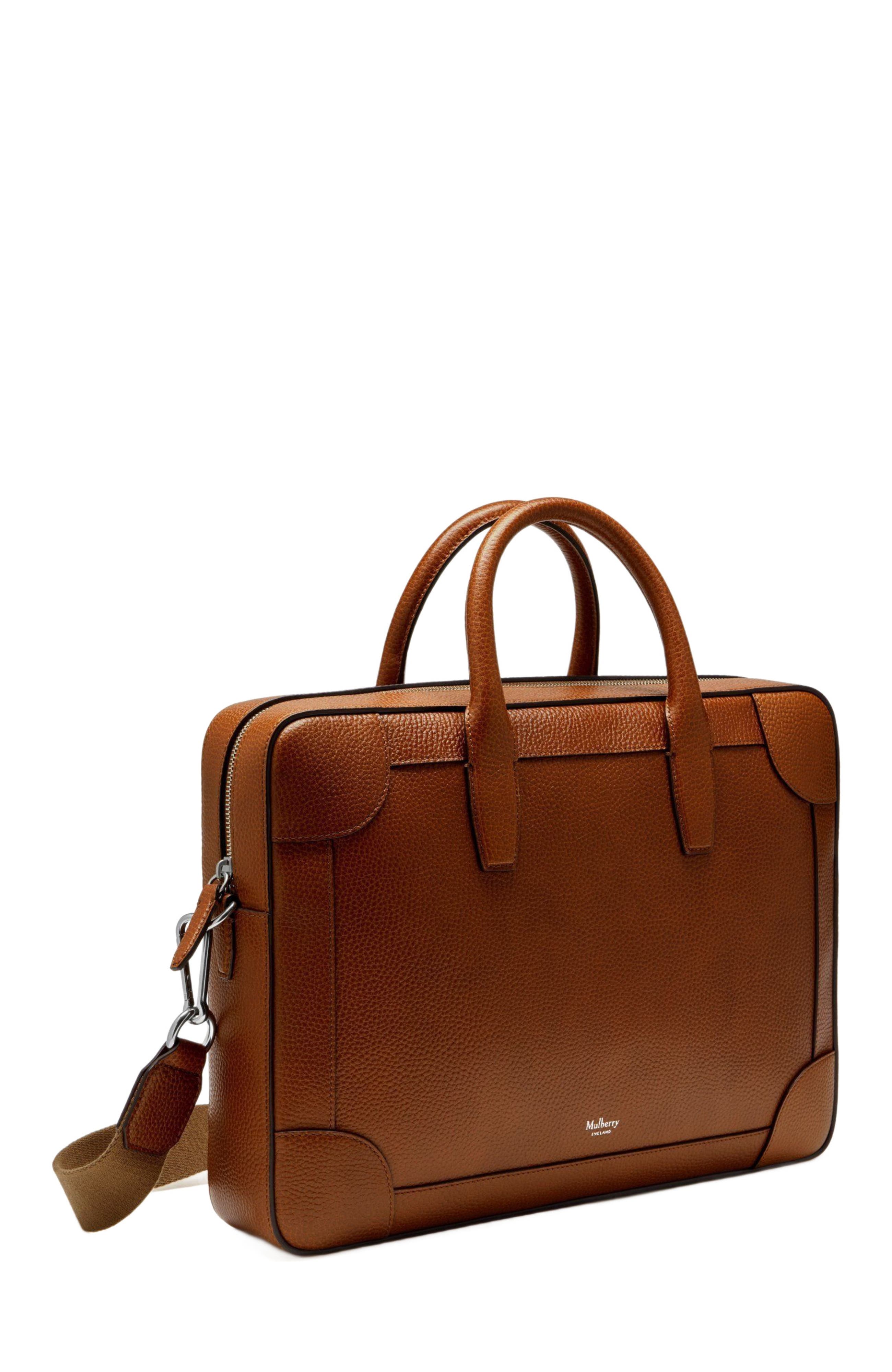 Mulberry Belgrave Leather Briefcase, Alternate, color, Oak