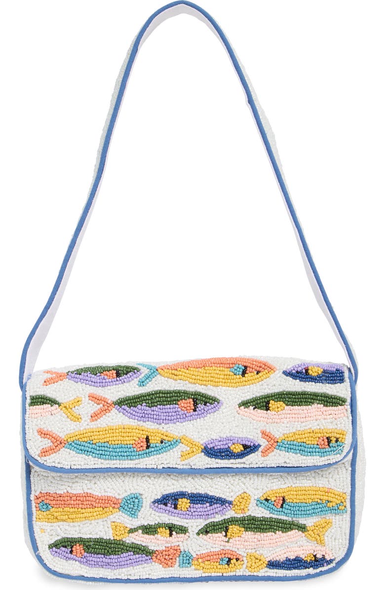 Collection XIIX Beaded Sardines Baguette Shoulder Bag, Main, color, White Multi