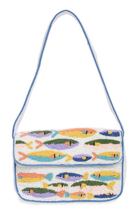 Beaded Sardines Baguette Shoulder Bag