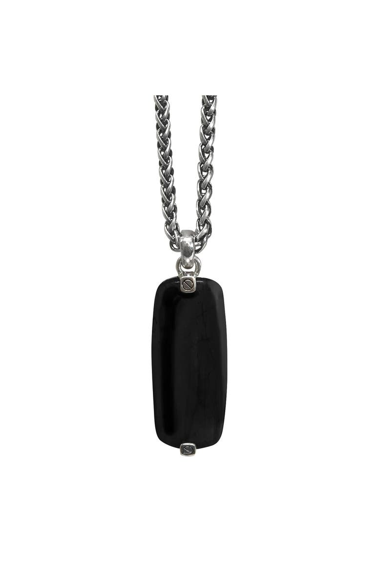 Onyx Gemstone Tag Sterling Silver Pendant, Main, color, BLACK