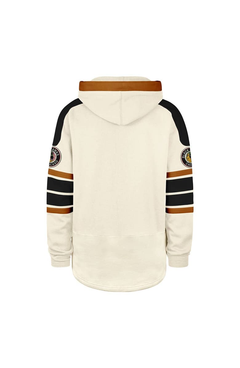 '47 Men's '47  Cream Chicago Blackhawks Blue Line Heritage Lacer Pullover Hoodie, Alternate, color, 