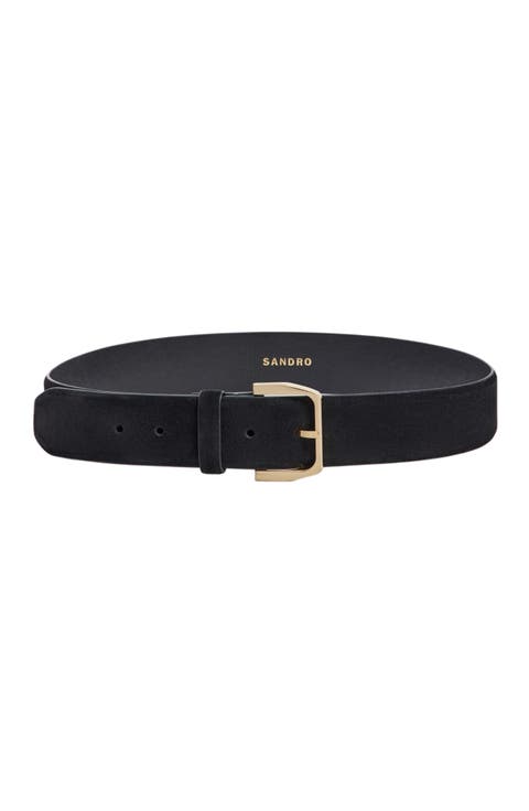 Leather belt with metal buckle
