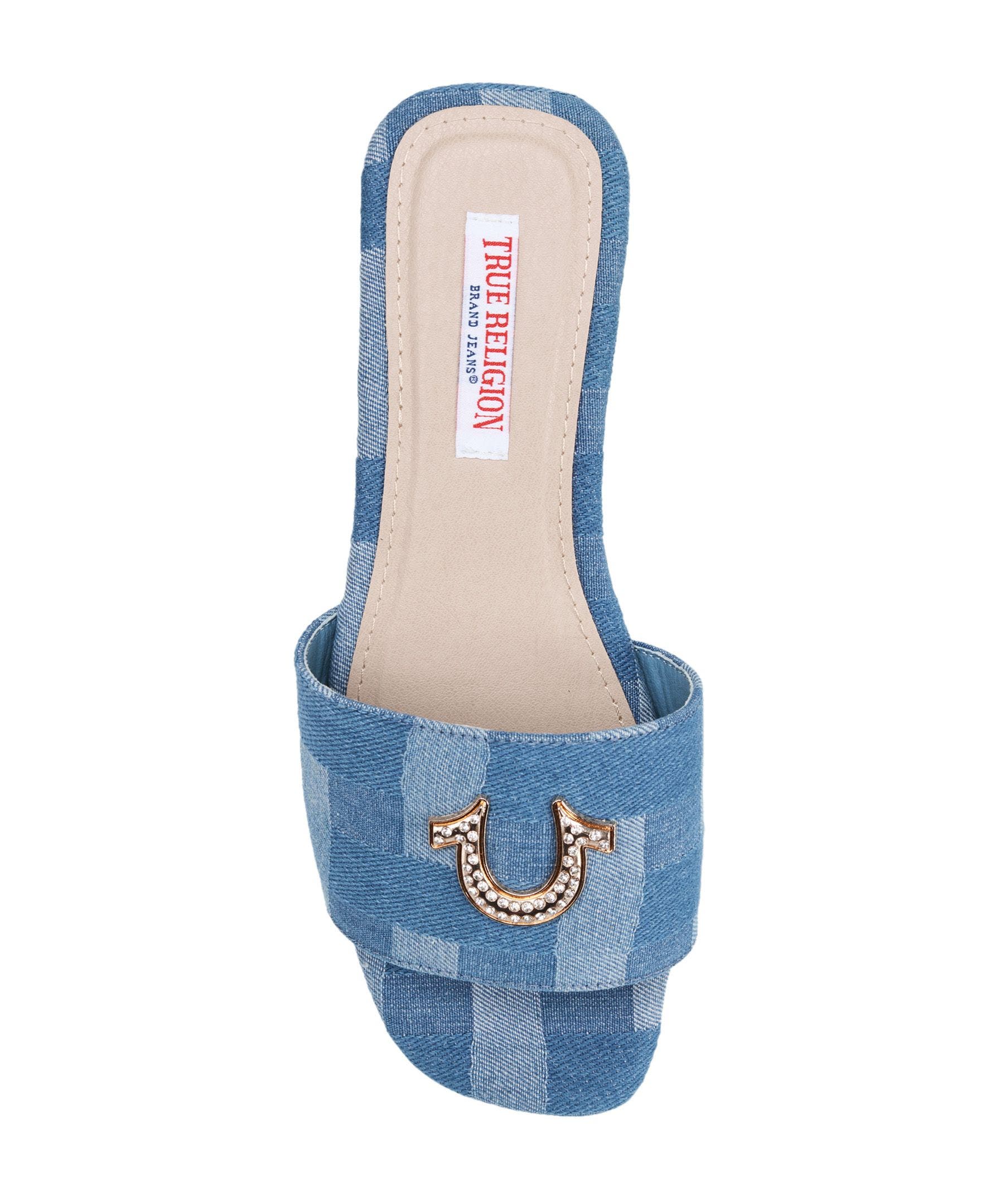 Mona Bling Logo Single Band Sandal, Alternate, color, Denim