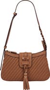 USPA ACCESSORIES Tassel Tab Woven Faux Leather Shoulder Bag