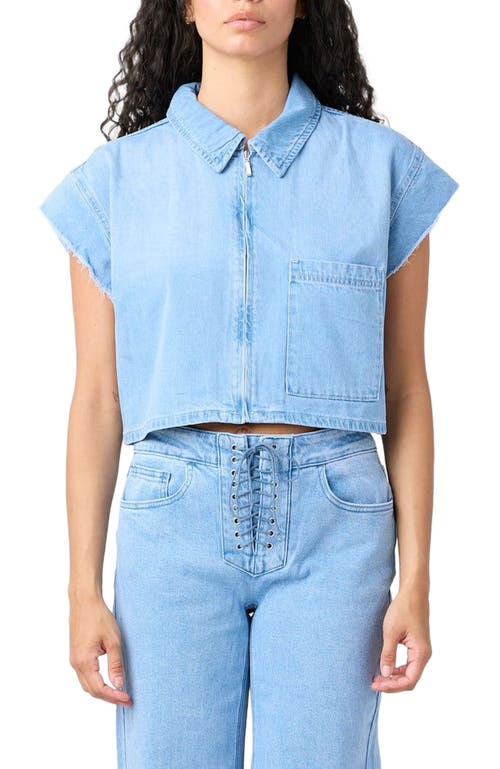 Tt Studios Lindsey Cropped Denim Shirt In Brown