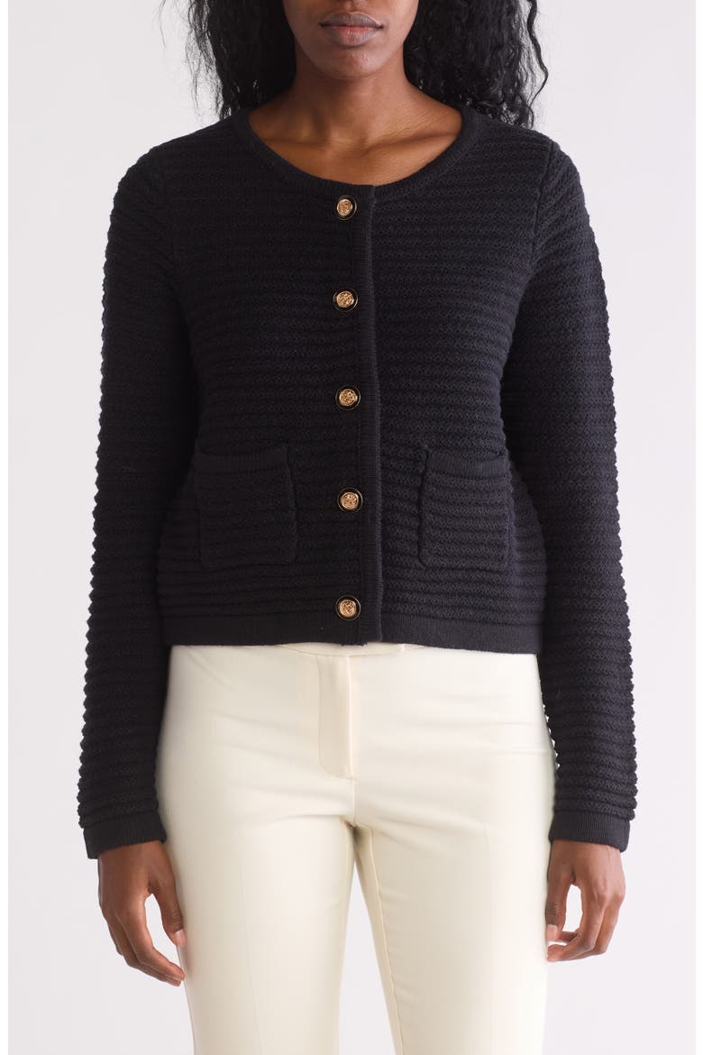 Buttoned Cardigan Sweater, Main, color, BLACK