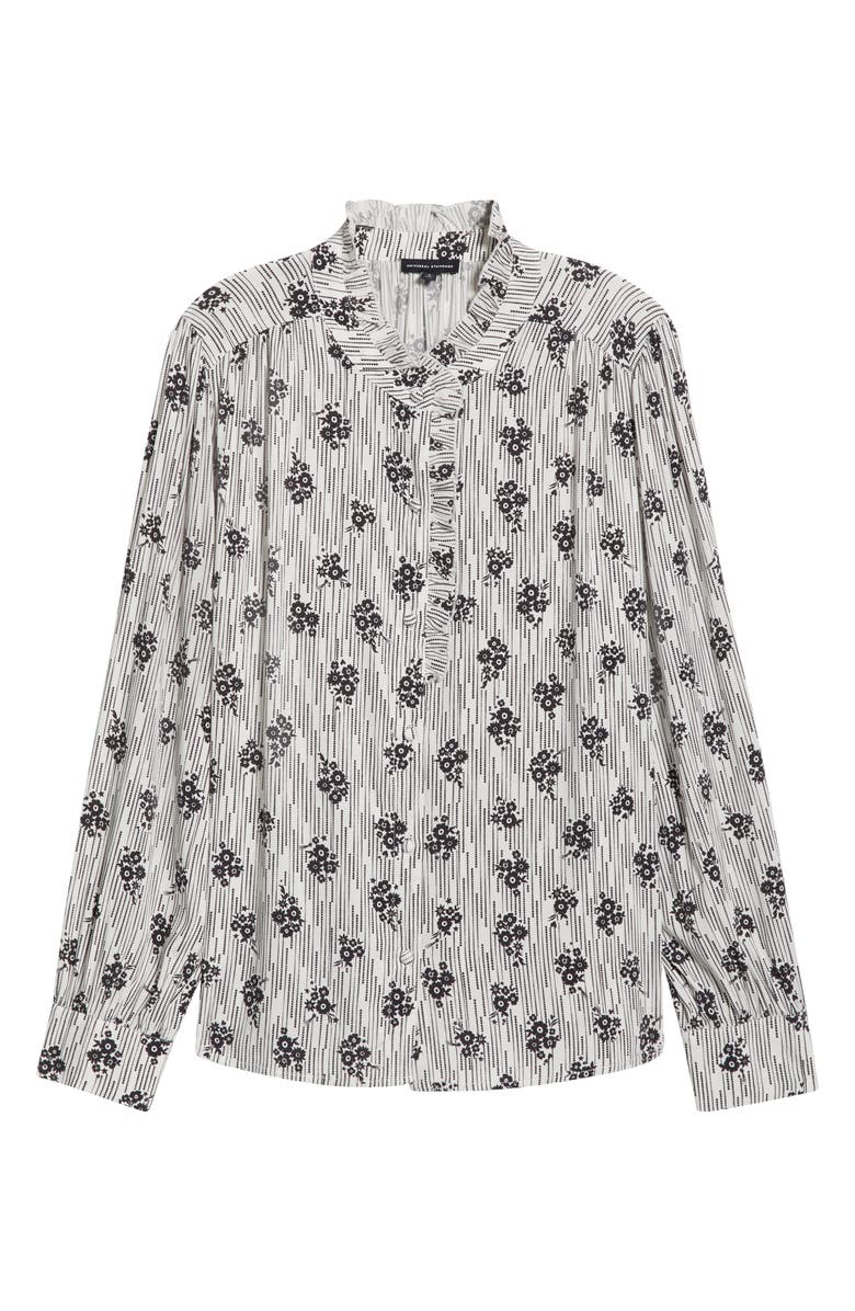 Universal Standard Endora Ruffle Trim Button-Up Shirt, Alternate, color, Vintage Daydream