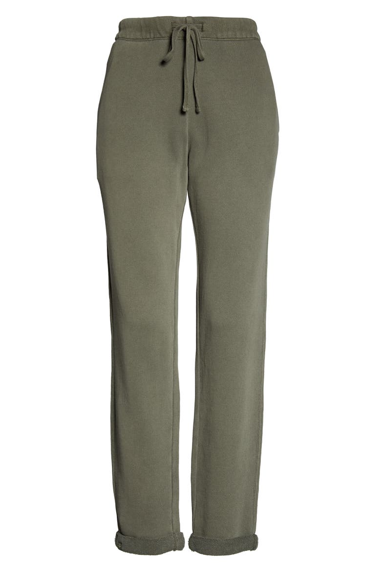 Rolled Hem Terry Pants, Alternate, color, OLIVE BRANCH